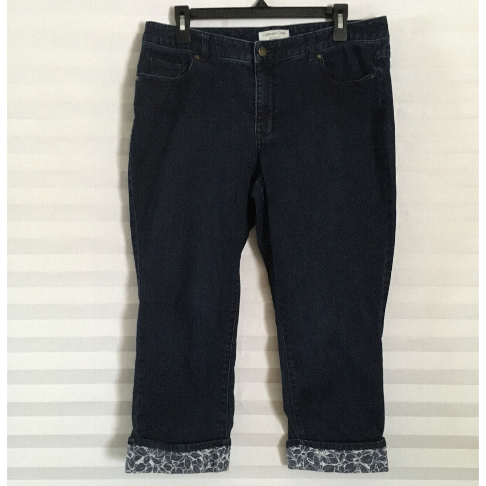 Coldwater Creek Natural Fit Capri Crop Jean Pants Size 12 Cuffed Hem Pockets